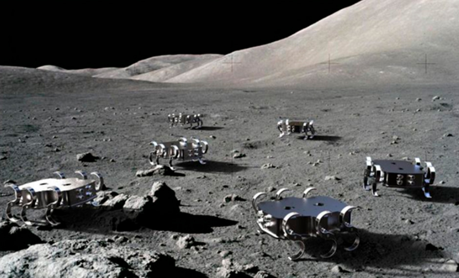 Robots roaming on the moon's surface