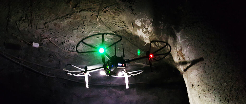 Drone helping out in a salt mine